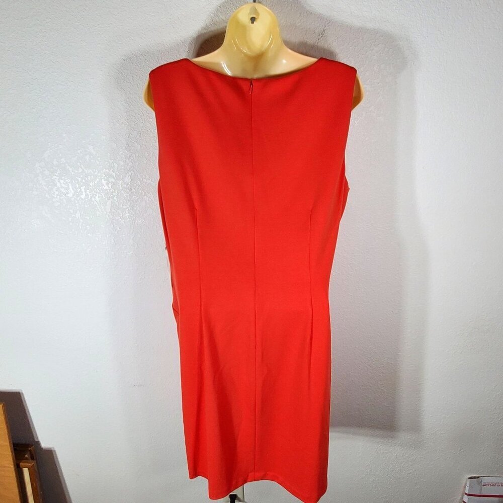 NWT Ivanka Trump Size 16 Sheath Dress Orange Starburst Sleeveless - Picture 10 of 12